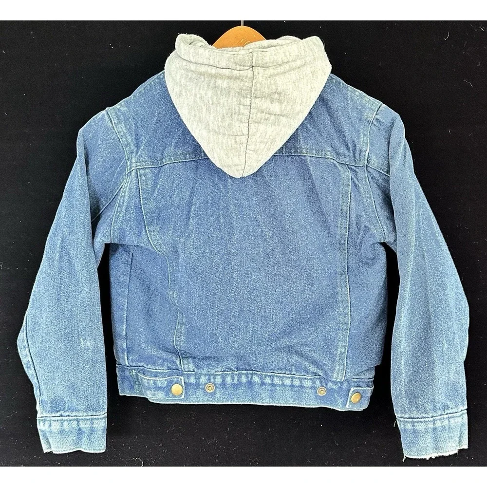 Kid's Saugatuck Denim Jean Jacket Sweatshirt Hooded Sz 10
